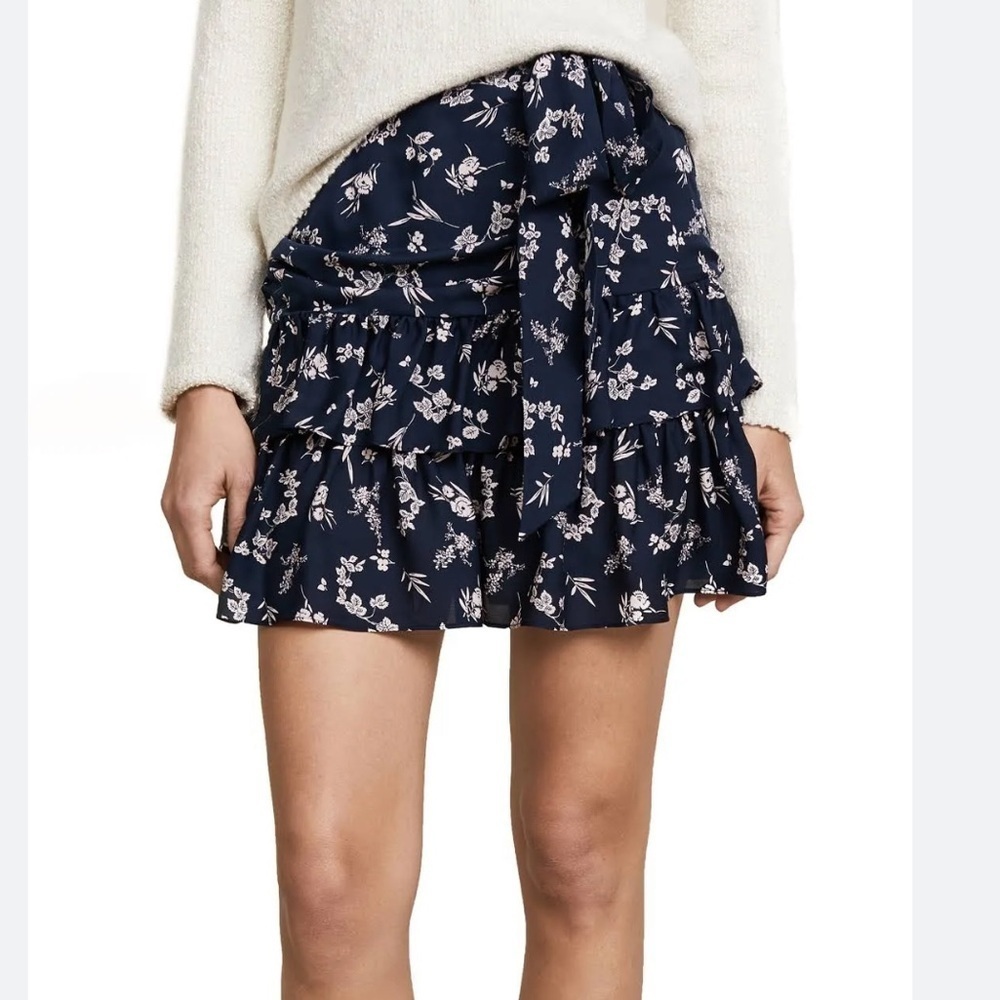 Cinq A Sept Carson Floral Mini Skirt in Navy Size 10